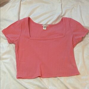 Bozzolo Pink Ribbed Crop Top
